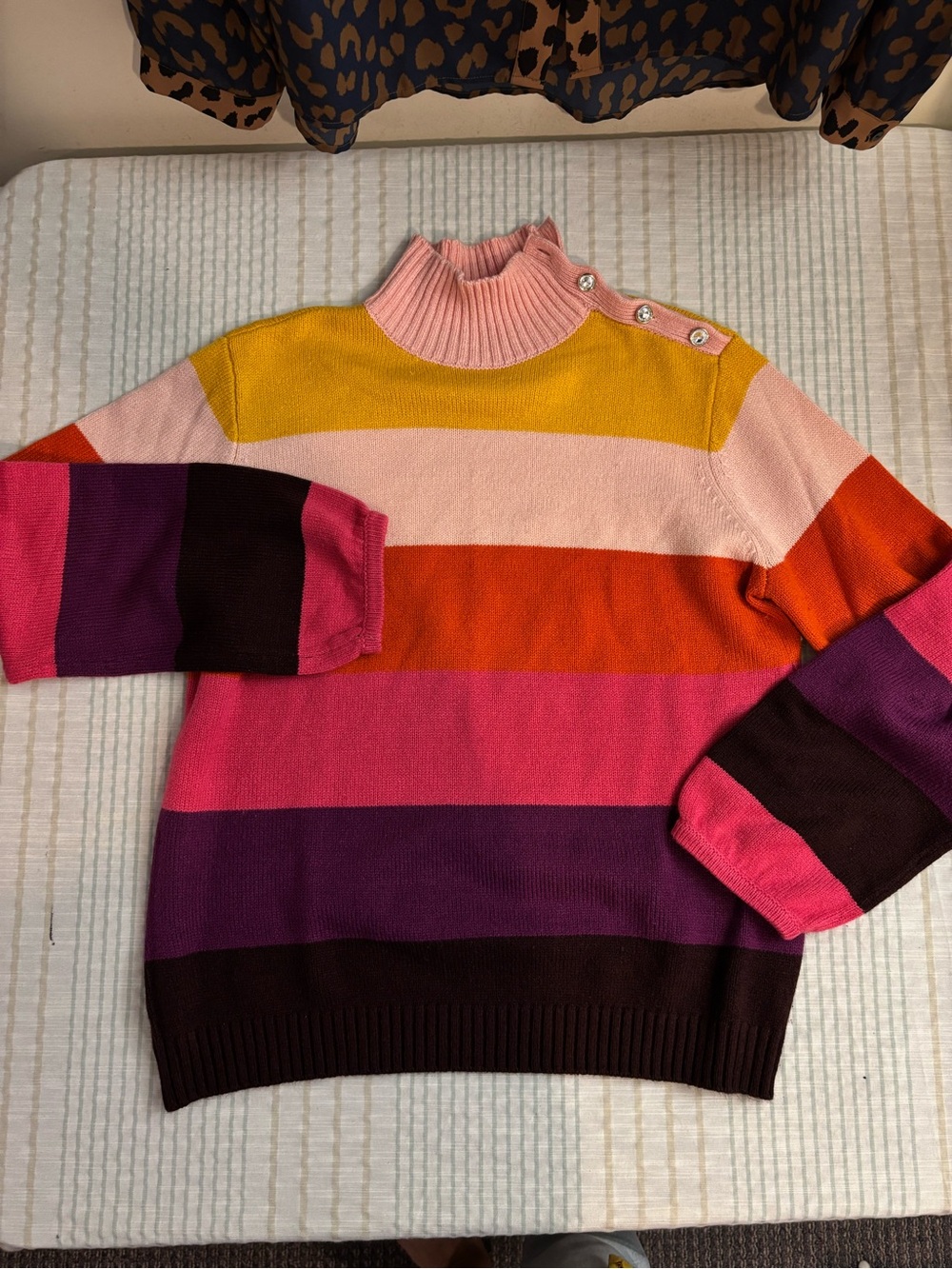 Multicolor Striped Mock Neck Women's Sweater Y2K vibes